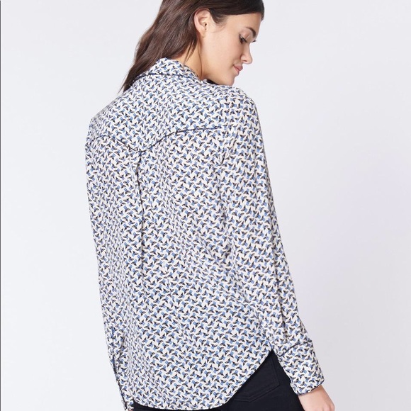 Veronica Beard Denim Worth Blouse in White Blue - Picture 2 of 7